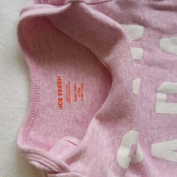 joe fresh pink canada bodysuit diaper shirt 0-3 months baby girl - Picture 3 of 4